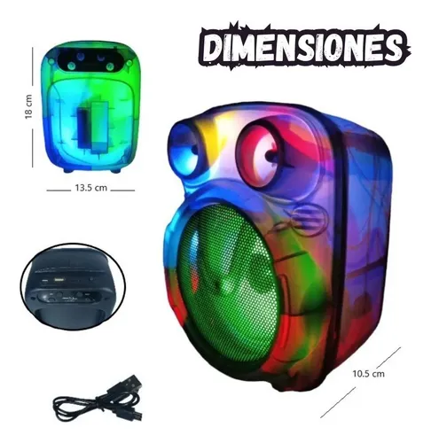 Parlante Bluetooth Portátil Con Luces Led , Fm , Usb , Tf Negro