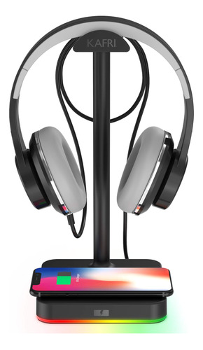 Kafri Soporte De Auriculares Rgb Con Cargador Inalmbrico De