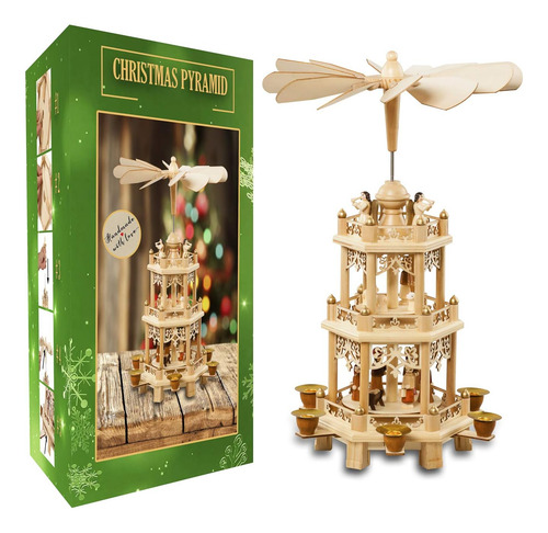 Pirámide Decoración Navideña Alemana 45 Cm Belén 6 Candelabr