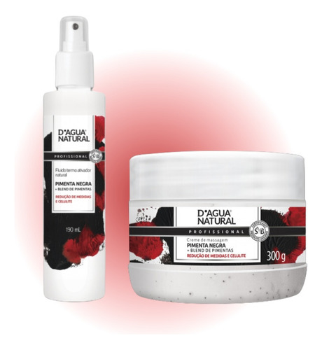 Kit Redutor Medidas Creme Pimenta Negra E Fluído Dagua Natu Fragrância Própria