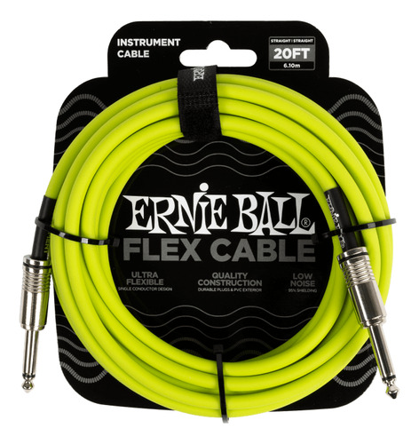 Cable De Audio Ernie Ball 6.10 Mts. Recto/recto Verde 6419