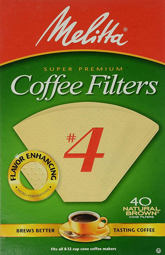 Melitta Filtros De Café Cono N.º 4 Marrón Natural Sin Bl.