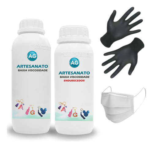 Kit Iniciante 300g Resina Epóxi Transparente Luva/máscara