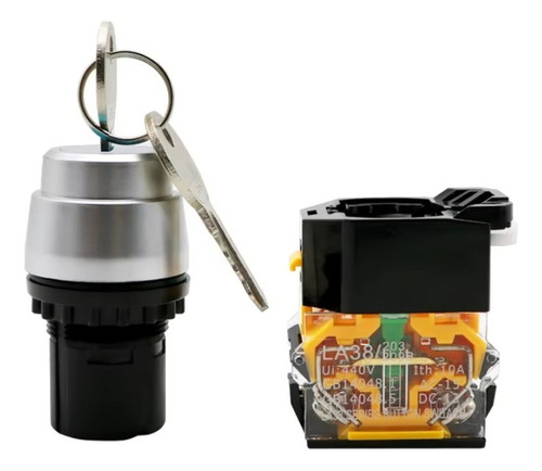 Comutador Interruptor Seletor Bloqueio Com Chave 22mm