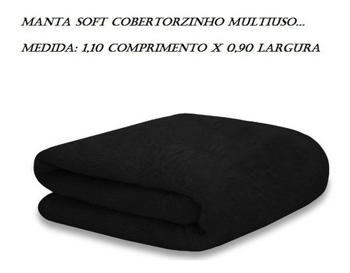 Manta Soft Cobertorzinho Multiuso Microfibra Antialérgico Cor Preto Desenho Do Tecido Liso