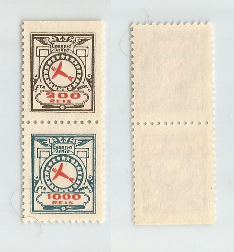 F7446 Brasil 1929 Selos E-6/8 Setenant Emblema Eta 2ªtiragem