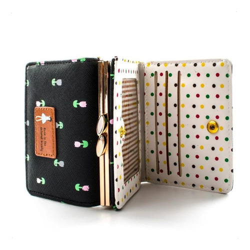 Billeteras De Mujer Wallet Monederos Mujer Tarjetero Color Azul Diseño De La Tela Floreado