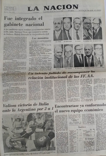 La Nacion 30/6/1982 Completo Mundial Italia 2 Argentina 1