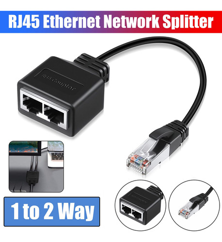Adaptador Lan Ethernet Rj45 Macho A 2 Hembras, Divisor Rj45