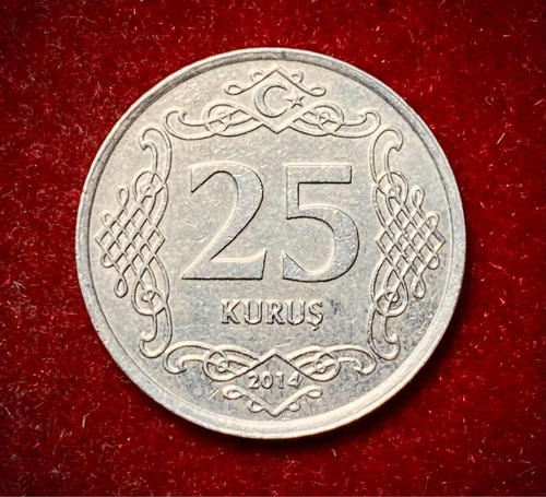 Moneda 25 Kurus Turquia 2014 Km 1242