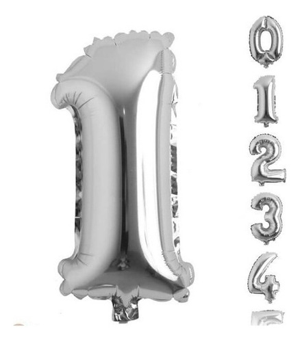 Globos De Numeros De 80cm / 70cm  Plateado Plata X 1 Unidad