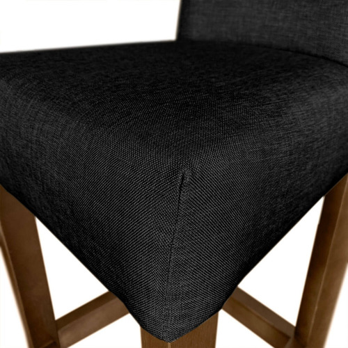 Kit Banqueta Para Cozinha Americana 2 Unidades Bistro Balcao Acabamento Da Estrutura Verniz Cor Imbuia / Preto | 65cm