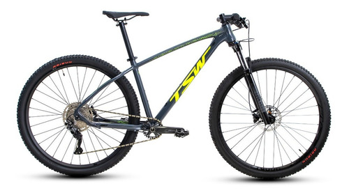 Bicicleta Aro 29 Tsw Jump Plus 10v Shimano Deore Rockshox Cor Preto/Amarelo Tamanho do quadro 17