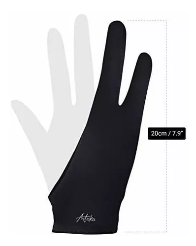 Articka Artist Glove for Drawing Tablet, iPad (Smudge Guard, Two-Finger,  Reduces Friction, Elastic Lycra, Good for Right and Left Hand) (Large