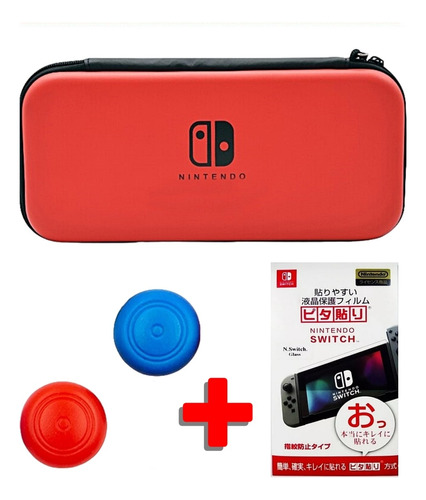 Estuche Rígido Nintendo Switch + Siliconas + Vidrio Templado