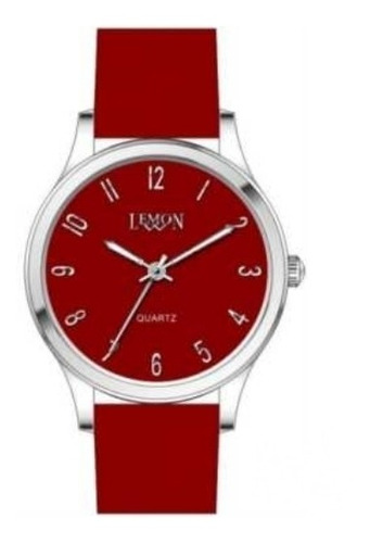 Reloj Mujer Lemon Malla Pu Color Rojo Modelo L1438-11