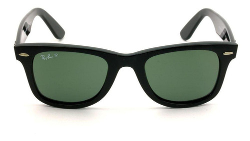 Óculos de sol polarizados Ray-Ban Wayfarer Ease Standard armação de injected cor gloss black, lente green de cristal clássica, haste gloss black de injected - RB4340