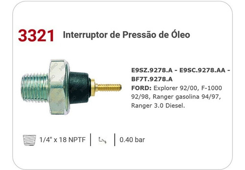 Cebolinha Oleo Ford F1000 92/98 Ranger 3.0 Diesel