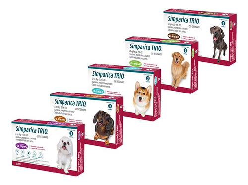 Antipulgas Antigarrapas Simparica Trio 20-40 Kg Caja X3 Tabs Verde