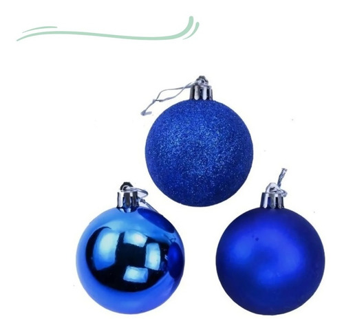 Kit 6 Bolas Para Árvore De Natal 8cm Grande Azul Envio Hoje!