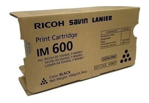 Cartucho De Toner Negro Ricoh Im 550f/im 600f  Ricoh