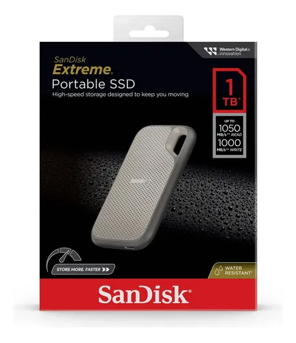 Unidade SSD externa Sandisk Extreme Usb C 3.2 Y Usb 3 cinza de 1 TB