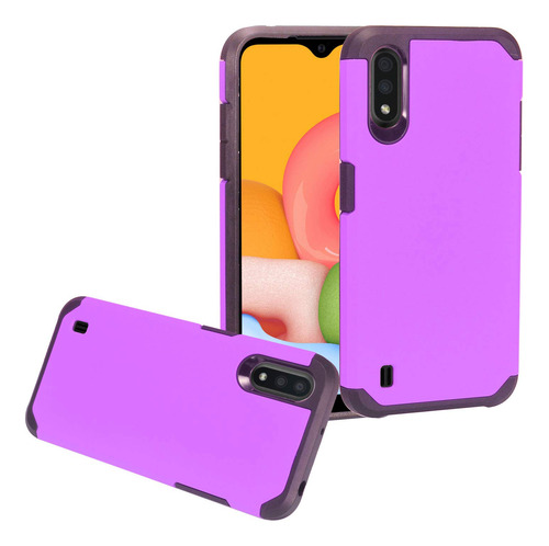 Funda Para Galaxy A01 Sm-a015 Morado Gomaized Hibrido