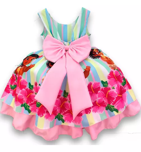 Vestido Moana Baby Aniversario Infantil Festa Super Luxo em