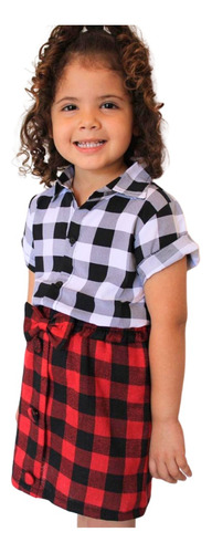 Saia Xadrez Infantil Festa Junina Menina Mini Diva Tendência