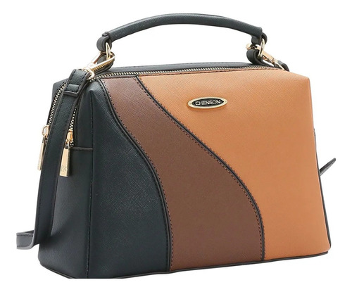 Bolsa Chenson Feminina Patch Em Curvas Mão E Ombro 3484421 Cor Preto Desenho Do Tecido Lisa