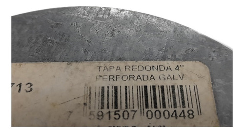 Tapa Ciega Redonda 4 Pulgada Metal Galvanizada