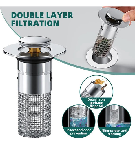 Tapón Y Colador Universales Para Lavabo De Baño (1 Unidad)