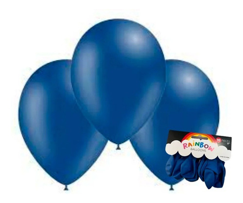 Globo Liso De Latex Rainbow 9 Pulgadas X 10 Un - Azul