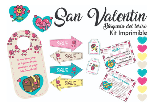 Búsqueda Del Tesoro San Valentín Kit Imprimible