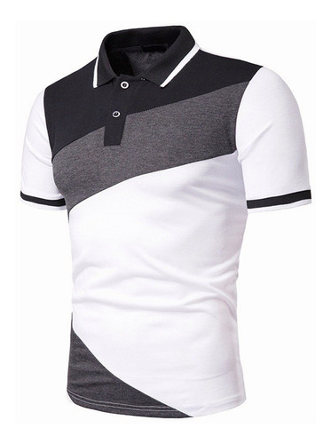 Combinación De Rayas Diagonales Moda Casual Polo Para Hombre