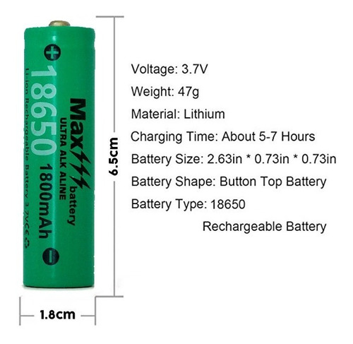 Imagen 2 de 7 de 2pz Bateria 18650 Recargable Litio Lampara Bocina Ventilador