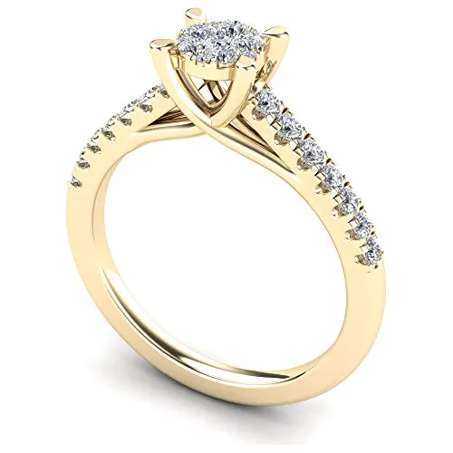 Anillo De Compromiso En Racimo De Diamantes Tdw De 3-8 Quila