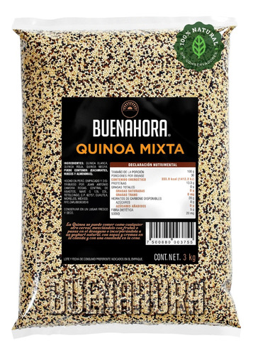 Quinoa Mix Blanca, Roja Y Negra Buenahora® 3 Kg Gluten Free