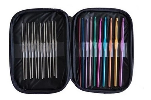 Agujas Crochet Kit 22 Agujas Metálicas Aluminio