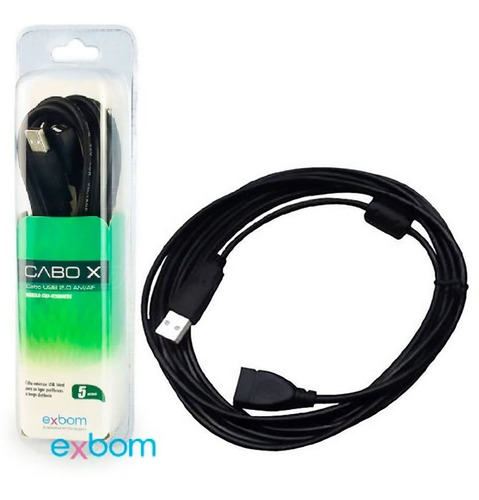 Cabo Extensor Usb 2.0 5 Metros Am+af Com Filtro Exbom