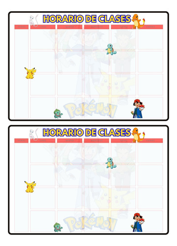 Etiquetas Escolar Para Imprimir Pokemon + Horario + Sticker Rojo Pokémon