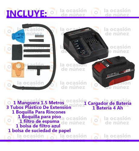 Imagen 4 de 8 de Aspiradora Inalambrica Einhell Tc-vc 18 15 Lt Tacho Plastico