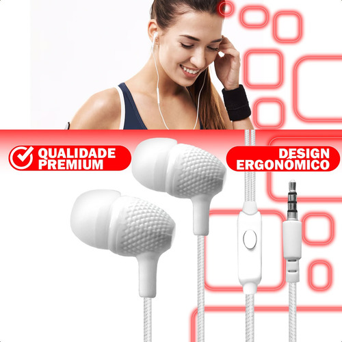 Fone De Ouvido Tipo P3 Com Microfone Estereo Com Fio