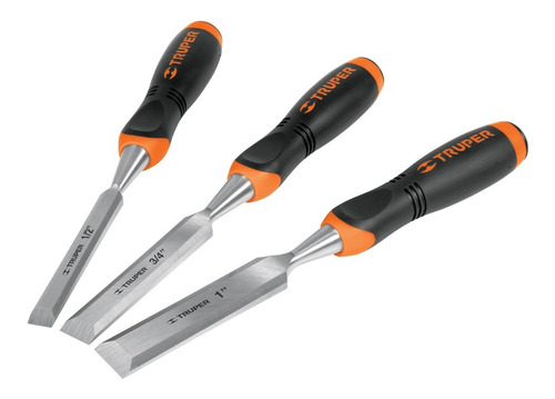 Imagen 1 de 4 de Juego De 3 Formones Mango Comfort Grip Truper 17759