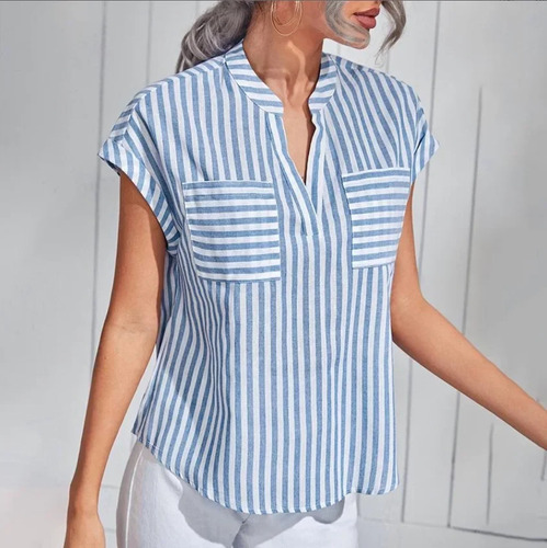 Camiseta De Mujer De Mezcla De Algodón Con Cuello En V A Ray