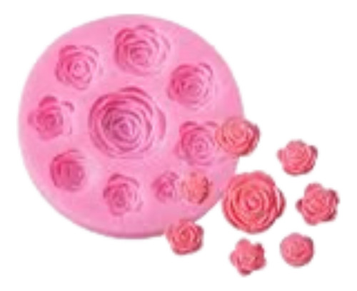 Molde Silicon Rosas X8 Para Pastel Fondant Pasta Resina Molde Para Rosas Color Rosa