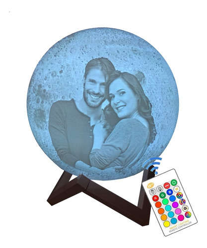 Lámpara Luna 3d Moon Lamp 16 Cm Con Tu Foto Y Dedicatoria.