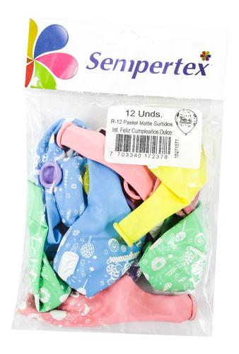 Bombas Globos R-12 Feliz Cumpleaños X 12 Sempertex