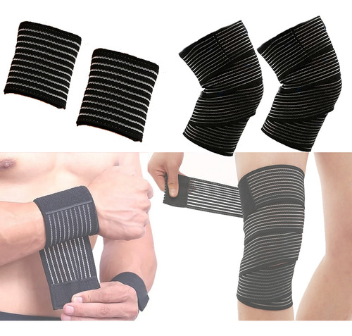 4pcs Vendas Rodillas Gym Deportivas Knee Elasticas Muñequera