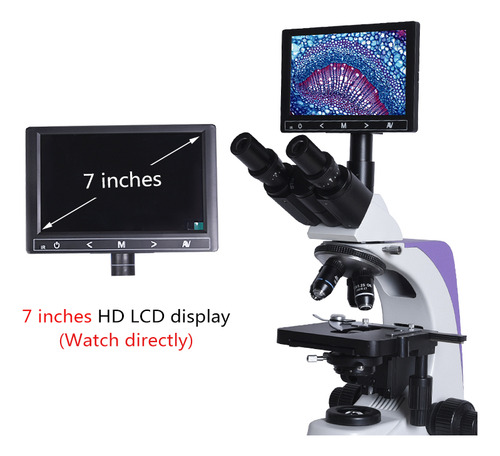 Microscopio Trinocular Profesional Con Pantalla 7 Pulgadas